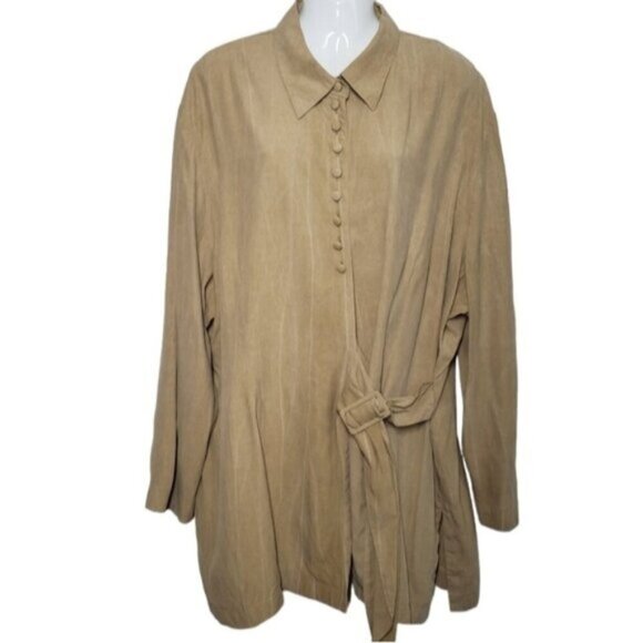 Joseph Ribkoff Bronze Tan Wrap Tunic Blouse Long Sleeve Top Plus Size - Picture 1 of 13